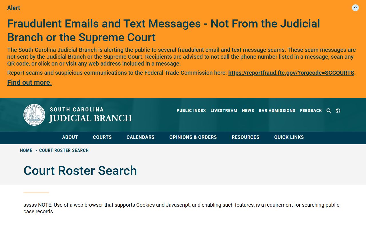 SC Court Roster Search for Spartanburg County court records trial terms