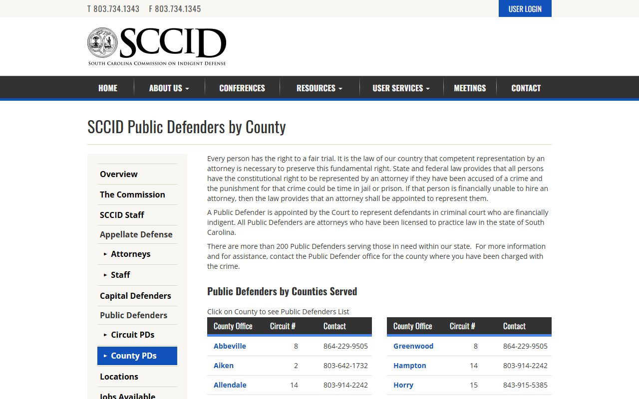 South Carolina county public defenders for Spartanburg County criminal records