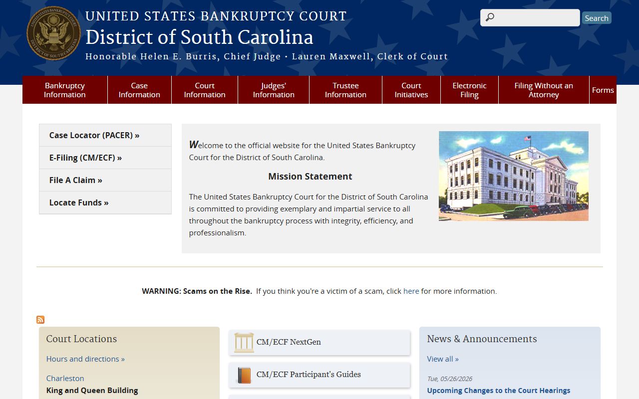 U.S. Bankruptcy Court for South Carolina serving Spartanburg County public records