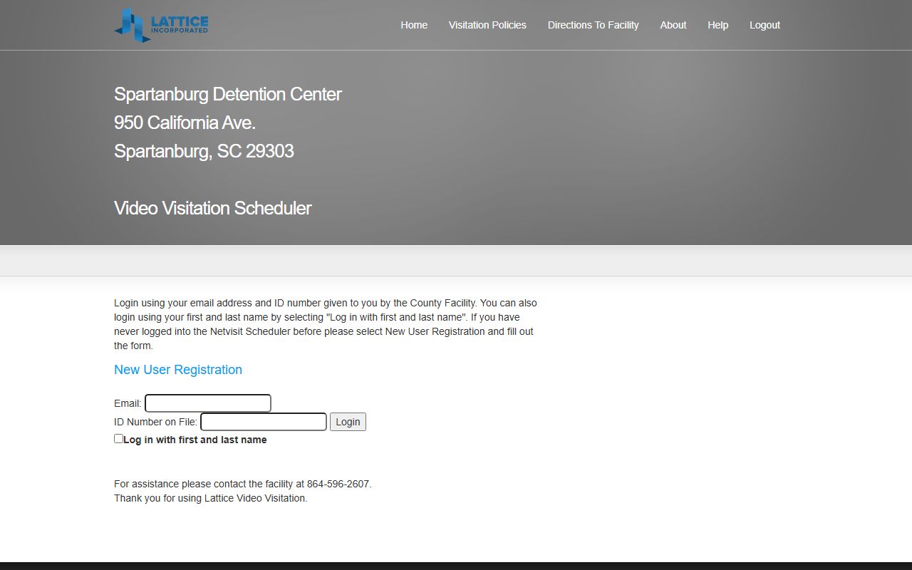 Spartanburg County inmate records NetVisit visitation scheduler login