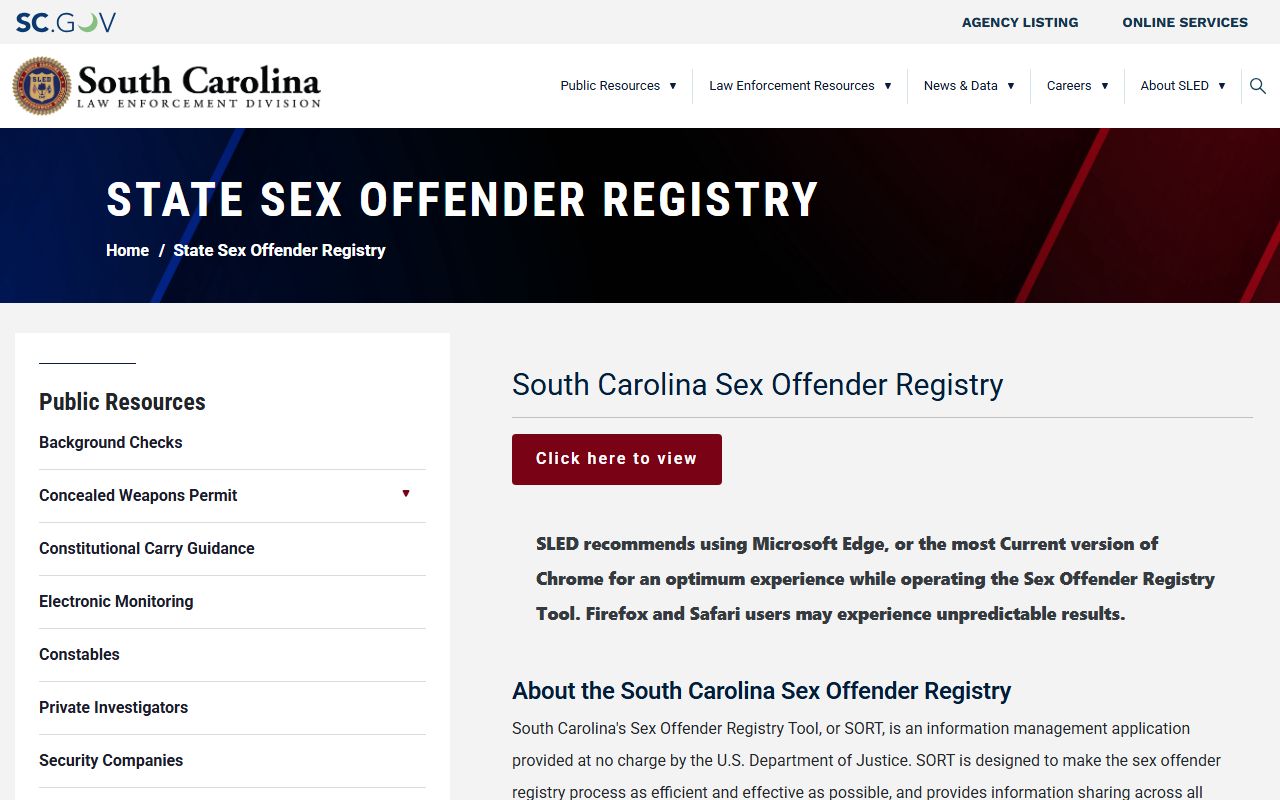 Spartanburg County released inmates SLED sex offender registry page