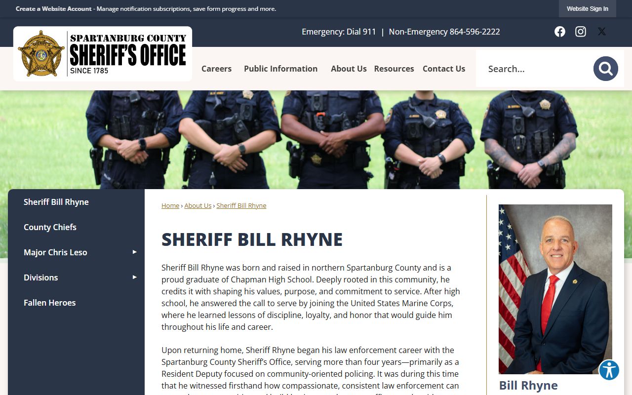 Spartanburg County Sheriff leadership page tied to warrant records